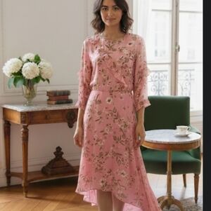 Primark pink floral dress ditsy print size 8 @Y